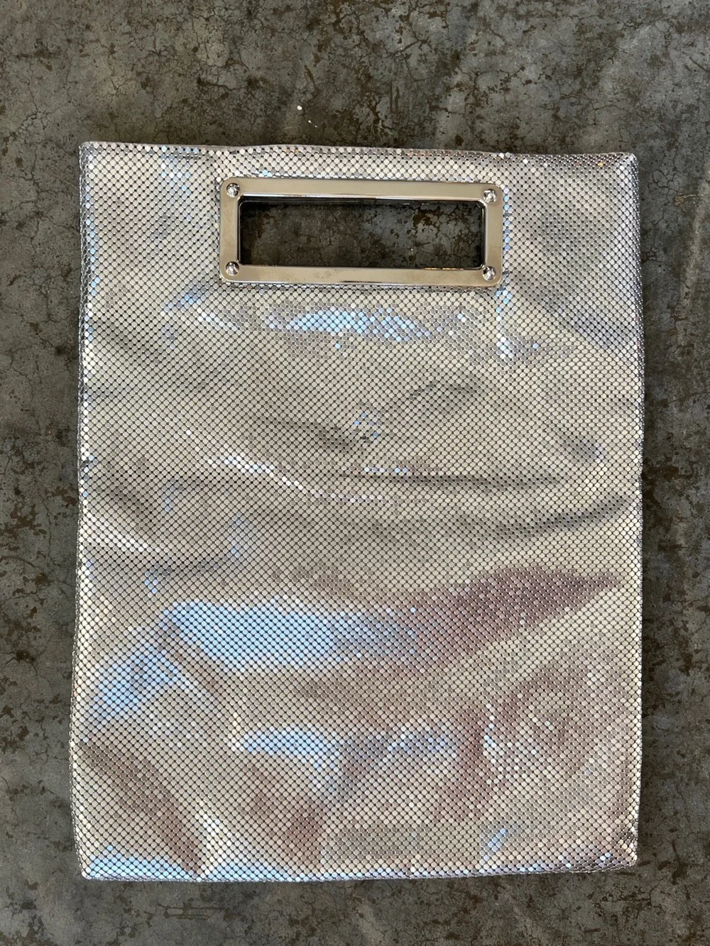 EXPRESS Silver Mesh Metal Party Clutch Bag Disco Metallic Glam Purse